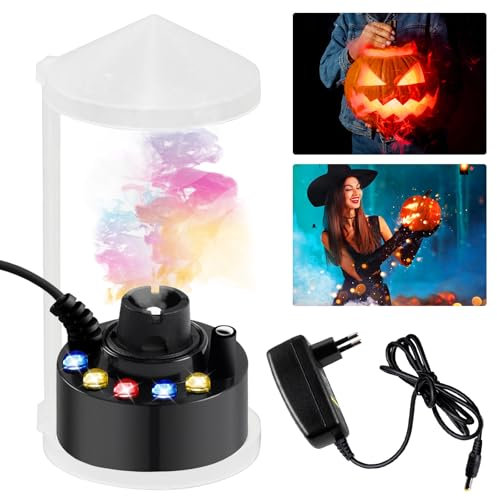 BYZESTY Ultraschall Vernebler, 12 LED Ultraschall Nebelmaschine, Nebler Ultraschall Vernebler, Mist Maker Wassernebler Fogger mit Abnehmbarem Spritzschutz für Springbrunnen,Teich, Nebel, Halloween