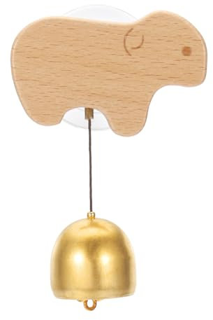 PATIKIL Timbre de Mercader, Timbre de Puerta de Madera con Campanillas Colgantes Timbre de Puerta de Metal con Ventosa para la Apertura de Negocios al Entrar Decoración, Oveja