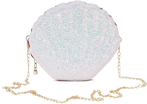 BOFUNX Damen Muschel Tasche Pailletten Kettentasche Mädchen Frauen glitzer Tasche Geburtstag Geschenk Meerjungfrau Karneval Kostüm Accessoires