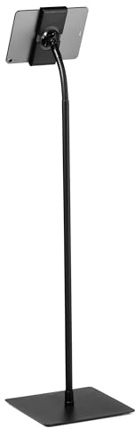Durable Tablet Bodenständer Schwanenhals, 7-13 Zoll, schwarz, 894501 | iPad Halterung höhenverstellbar, 360° drehbar, Diebstahlsicherung, für Büro, Verkauf & Home Office