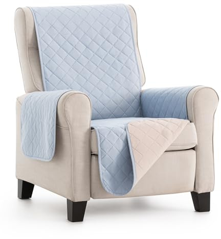 Bestcovers Zweifarbig Sesselüberwürf Sesselschoner Schonbezug Sesselschutz Schutzbezug Made in Spain Sessel Schoner Sofabezug Sofaschonbezug Sofa Überwurf Sofa Überdecke (Blau/Beige, 1 Sitzer)
