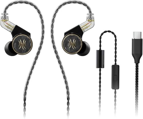 OneOdio Master1 in Ear Monitors 1BA 1DD 10mm Dynamic driver, HiFi Wired Earbuds, Gaming Earbuds, Hybrid IEM Earphones with Detachable Cable for Singer Musician DJ Stage Church (Type C)