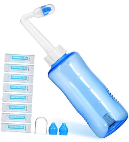 TOVINANNA Botella Lavado Nasal Con Válvula Automática Sistema Irrigación Sin Fugas Para Limpieza Nasal Adultos Con Sobres Sal Lavado Nasales