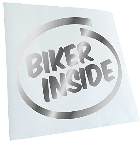 Kiwistar - Autoaufkleber - Chrom - 11x10cm Biker Inside - Motorrad Aufkleber für Auto, Laptop, Fahrrad, LKW, Motorrad Mehrfarbig JDM Decal Racing