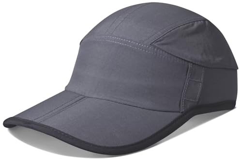 GADIEMKENSD Baseballkeps med nätventilation och vikbart paraply, bärbar, SPF 50+ solskydd, för män och kvinnor, Mörkgrå, 54-59