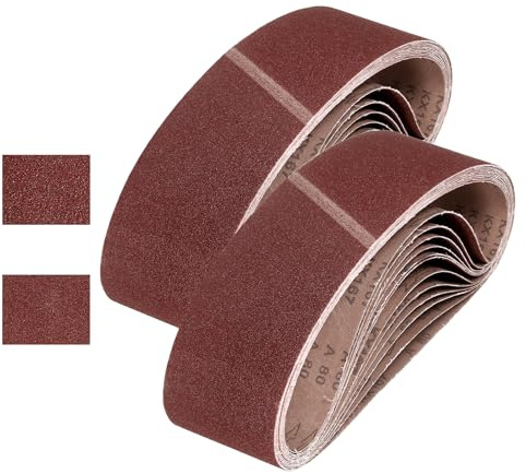 sourcing map Nastri abrasivi in ossido di alluminio, 152 mm x 1220 mm, 20 pezzi, grana 80/120, per lavorazione del legno, lucidatura dei metalli, affilacoltelli