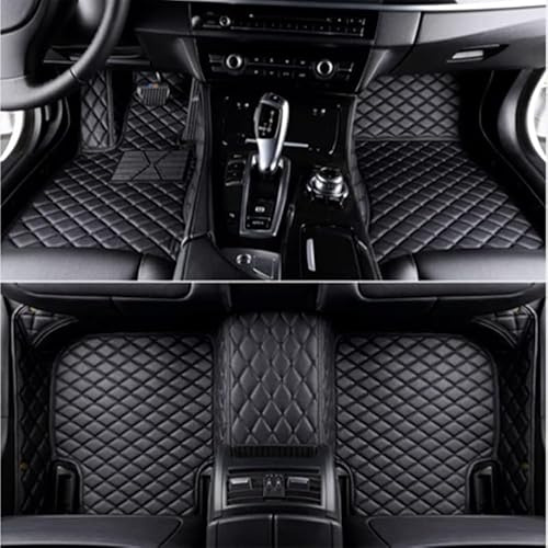 Autofussmatten für VW T-ROC R-Line 2020-2025, PU-Leder Auto Fussmatten Automatten Zubehör Allwetter,Fully Enclosed-Black