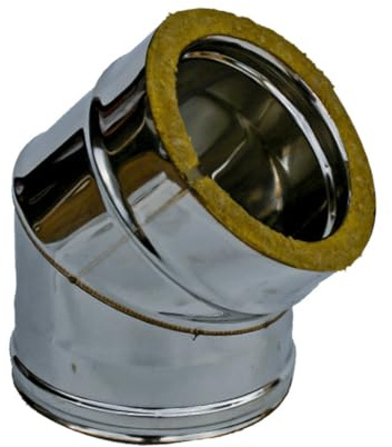Curva 45° Coibentata Doppia Parete in Lana di Roccia - in Acciaio Inox AISI 304 BA SP. 5/10 – per Camini (Ø250-300 mm)
