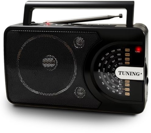 Kleines Radio mit Bluetooth/USB/TF, AM/FM/SW1-2 Kofferradio Transistor mit 1200mAh aufladbar Batterie, 360°-Antenne & Tragegriff. Ideal für Camping, Reisen, Zuhause, Outdoor-Fans & Alltagshörer
