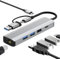 Anluomafuy Adaptateur USB Ethernet, Gigabit RJ45 LAN 1000 Mbit/s Adaptateur réseau avec 3 Ports U-SB 3.0 et USB Type-C, Adaptateur Ethernet USB C Multiport Compatible Windows XP Mac Linux Chromebook