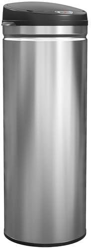 HOMCOM Mülleimer mit Sensor 50L Automatischer Leiser Edelstahl Silber | Soft-Close-Deckel, Bewegungssensor, Fingerabdruckresistente Abfalleimer, für Büro, Schlafzimmer, Küchen