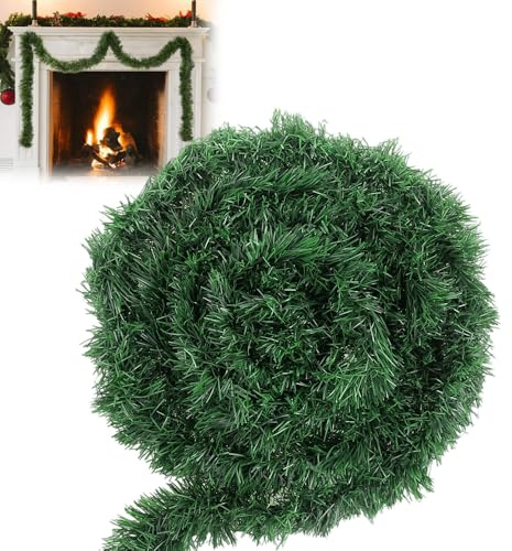 Gobesty Weihnachtsgirlande 10M/15M, Künstliche Tannengirlande, Grüne Girlande Weihnachten Weihnachtsdeko Girlande Tannengrün für Drinnen und Draußen Treppe Weihnachts Kränze Dekorationen
