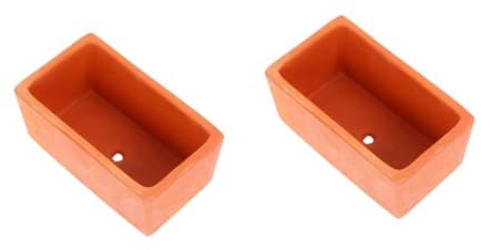 VICASKY 2pcs Rectangular Terracotta Planter Small Clay Pot for Succulents and Bonsai Rustic Flower Pot for Indoor Outdoor Garden Decoration and DIY Plant Display