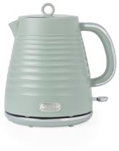 Salter Ripple Electric Kettle 1.7L Rapid Boil 3kW Sage | Strix Control, Auto Shut-Off, Removable Limescale Filter, 360 Degree Swivel Base, Textured Ripple Finish, 0.75 m Cord