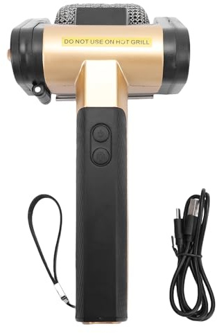 Fdit Herramienta de Barbacoa Recargable de Parrilla Eléctrica Giratoria con Luz LED de Acero Inoxidable de 350 RPM (Black)