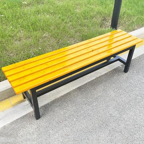 Metall Gusseisen Gartenbank Metallrahmen Gartenbank Metall Wetterfest Modern Starke Tragfähigkeit für Drinnen und Draußen Ohne Rückenlehne für Balkon, Hof, Garten(Yellow,150*37*45cm/59.1*14.6*17.7in)