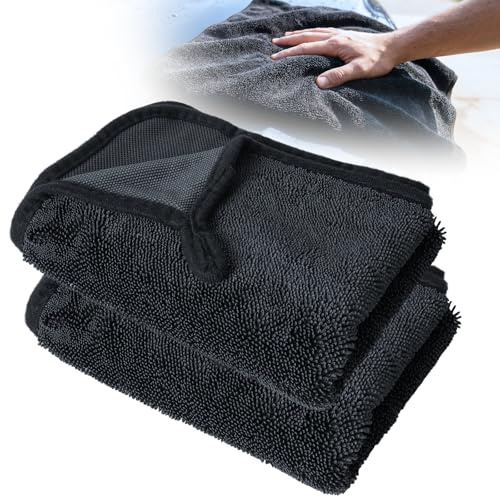 LURICO 2 Stück Auto Trockentuch XL, 40x60 cm Ultra-Wipes Trockentuch Dusche, Ultra Saugstarke Mikrofasertücher, Fussel und Streifenfrei Trockentuch Für Autos, LKWs, Motorräder, Haushalt