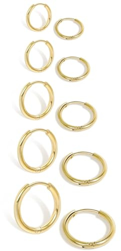 5 Paar Ohrringe Gold Creolen für Damen Herren, Hypoallergen 316L Chirurgenstahl Creolen Goldene Klein Huggie Ohrringe Set Snug Helix Knorpel Piercings Silber Ohrring Ohrschmuck