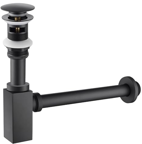 YWJFSA Siphon Lavabo avec Trop-Plein,Bonde Clic Clac,Anti Odeur Siphon Evier Cuisine Gain de Place,Niversel de 1 1/4 Pouces