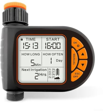 Timer irrigatore, 1 confezione da 1 regolatore automatico per tubo di irrigazione con ritardo pioggia programmabile pianificazione impermeabile per giardino cortile uso esterno