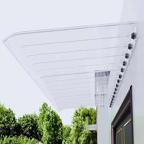 Baldacchino trasparente in policarbonato spesso 3 mm, tenda da esterno per porta d'ingresso, balcone, finestra del garage, 50 x 40 cm, design a tetto inclinato