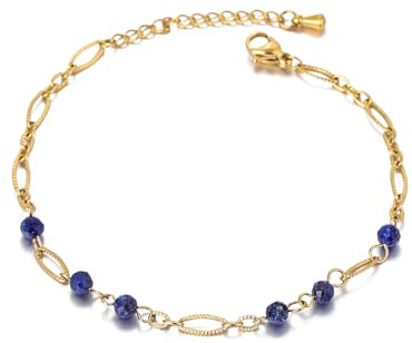 TaYolnFaSo Pulsera de perlas de granate para mujer, chapada en oro de 18 quilates, hecha a mano, delicada pulsera de perlas de granate rojo, pulsera de eslabones de piedra natural, regalo de joyería