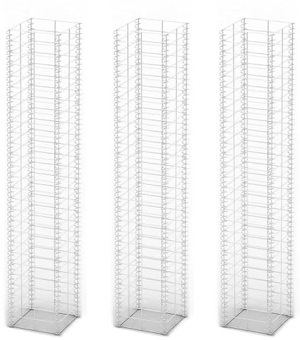 Gecheer Gabbioni in filo zincato, set di 3 gabbioni 25x25x150 cm in acciaio resistente, struttura saldata robusta per paesaggistica, giardino, recinzione