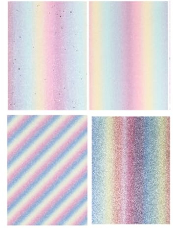 NESTINGHO Glitzer Kunstleder Regenbogen 4 Stück 20x15cm PU Stoff für Selbstgemacht Schmuck Taschen Schuhe Bastelmaterial Handarbeit