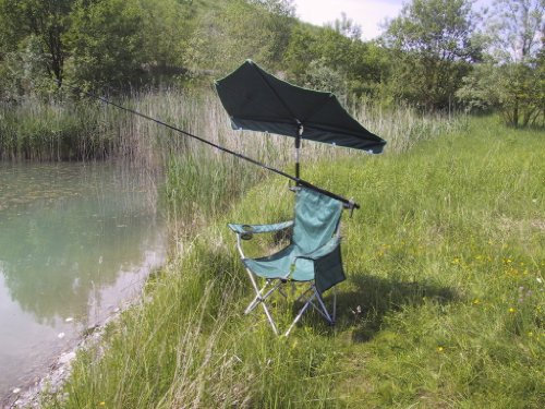 Hollysun Angler - Fächerschirm dunkelgrün 140 x 70 cm mit 360° MULTIHALTERUNG