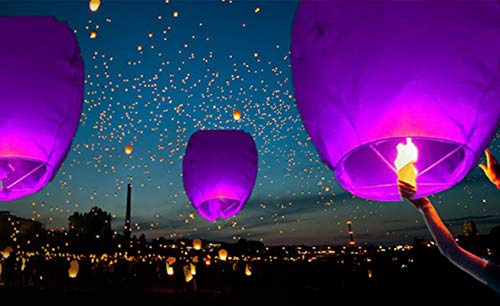 A Liittle Tree-20 Eco-Friendly Chinese Flying Sky Lanterns (Purple)