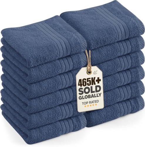 Utopia Towels Set 12 Asciugamani Viso, 30 x 30cm, Marina