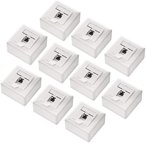 deleyCON CAT6a Universal Netzwerkdose 1x RJ45 Port geschirmt, 10 Stück Weiß | Aufputz oder Unterputz, 10 Gigabit Ethernet Netzwerk, EIA/TIA 568A&B