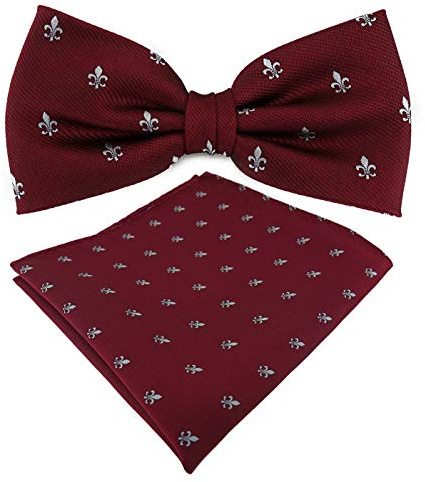 TigerTie Designer Fliege mit Lilien gemustert, vorgebundene Schleife + Einstecktuch + Fliegenaufbewahrungsbox