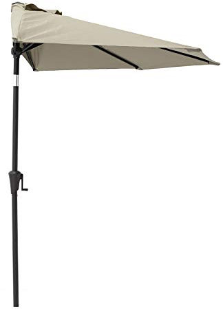 C-Hopetree 2.75m Half Round Market Garden Parasol Wall Umbrella for Outdoor Patio with Crank and Tilt, Taupe