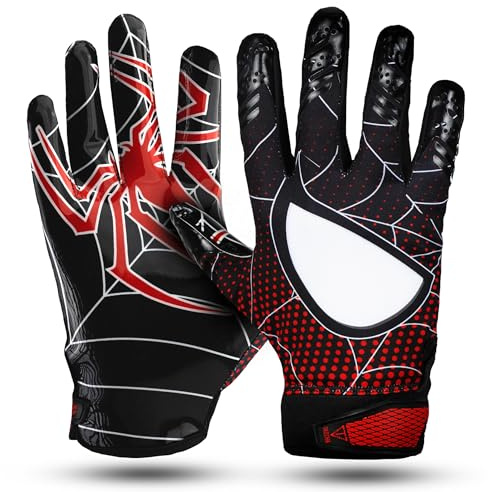 TAQCHA Football Gloves - Tacky Grip, Skin Tight Adult Receiver Gloves - Pro Elite Super Sticky Performance - Men's Sizes (Adult - Medium)