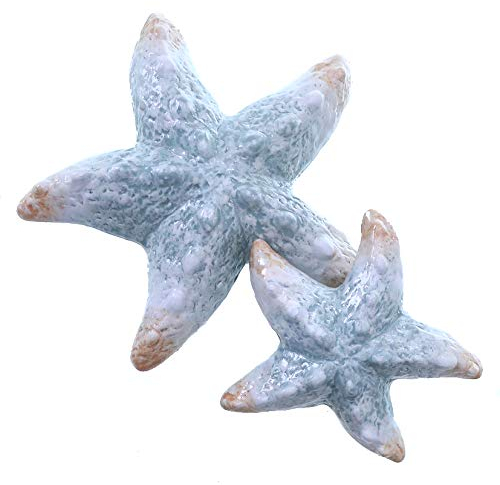 Dio Seestern, beige/Creme/blau glänzend, Keramik, ca 11x11x2,5 cm, 1 Stück