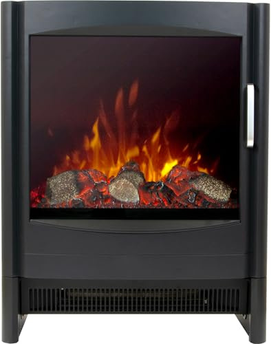 Adam Sureflame Keston Electric Fireplace/Stove in Black, Realistic LED Flame Effect, 1.8kW Heat Output, Traditional Design