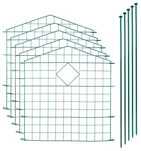ESTEXO Teichzaun Set aus Metall 11-teilig mit 5 Gitterzaun Elementen Zaunset Gartenzaun Oberbogen spitz mit Raute
