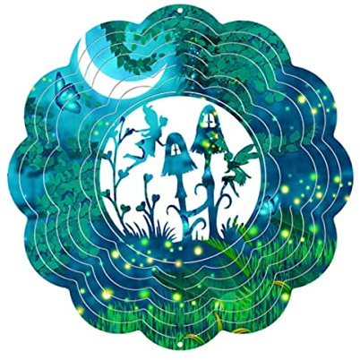 CIM Metall Windspiel – Rainbow Fairytail Forest - 250mm - leichtdrehendes Windmobile mit brillanten Farben- inklusive Aufhängung – attraktive Raum- Fenster und Garten-Dekoration - Geschenkidee