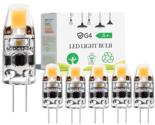 2W G4 LED Leuchtmittel Birne, G4 LED Lampen Dimmbar Warmweiß 3000K COB Glühbirnen Ersatz für G4 30W Halogenlampen, 12V AC/DC, 200lm, 360° Abstrahlwinkel, Kein Flackern, 5er Pack