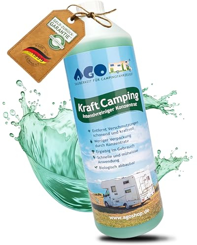 AGO Caravan Reiniger Konzentrat 1 Liter/Intensiv Wohnwagen Reiniger außen/ergiebiger Wohnmobilreiniger - entfernt hartnäckigen Schmutz & Verfärbungen