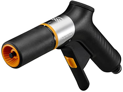 Fiskars Sprühpistole, FiberComp, 2 Funktionen | Ein/Aus-Verriegelung, Abnehmbarer Wasserfilter, FiberComp/Metall, Universalgröße, Schwarz/Orange, 1067193