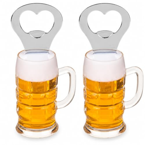 Lot de 2 décapsuleurs en métal avec aimant de réfrigérateur, ouvre-bière magnétique pour réfrigérateur, maison, bar, cadeau (bière)
