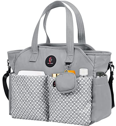 SUPROMOMI Wickeltasche Tote: Große Tragetasche Baby Tasche Junge Wickeltasche Stilvolle Mädchen Wickeltasche, Schulter Mama Tasche, GRAU, X-Large