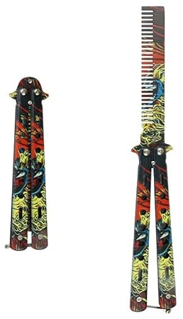 ZYDYRX Butterfly Kamm Bunt Edelstahl Faltbarer Taschenkamm Schmetterlings-Kamm Faltbarer Taschenkamm für Haar Barberkamm Haarstyling Zubehör Training