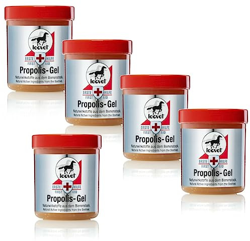 RL24 leovet - Erste Hilfe Propolis Gel für Pferde – 5 x 350 ml (5er Set) | Pferdebalsam mit ätherischen Ölen – Pferdesalbe unterstützt Wundheilung bei Ekzemen – antibakterielle Wundsalbe