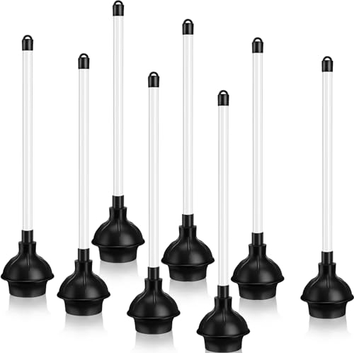Hushee 8 Pcs Toilet Plungers Bulk Heavy Duty Commercial Plunger Double Thrust Rubber Force Cup with Handle for Bathroom Showers Kitchens Hotel 20.3 x 4.5