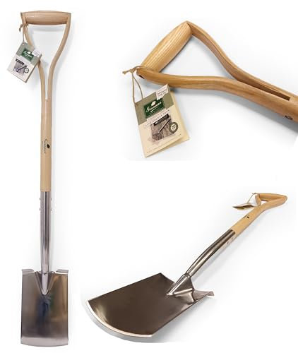 Greenman Light Weight Border Spade Narrow Stainless Steel Ash Handled 20 Year Warranty 90cm x 14.5cm
