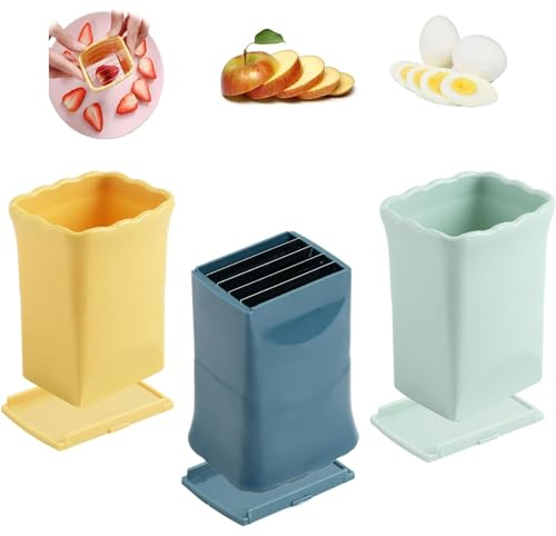 Lot de 3 coupe-tasses, coupe fruits – Coupe Slicer Handheld – Trancheuse à bananes Fruits Cutter multifonction pour bananes, fraises, œufs