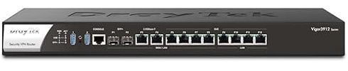 DrayTek Vigor 3912 - Router VPN empresarial de 12,5 GB, equilibrio de carga multiWAN, conmutación por error, procesador de cuatro núcleos, 4 puertos LAN, 8 puertos conmutables (LAN/WAN)